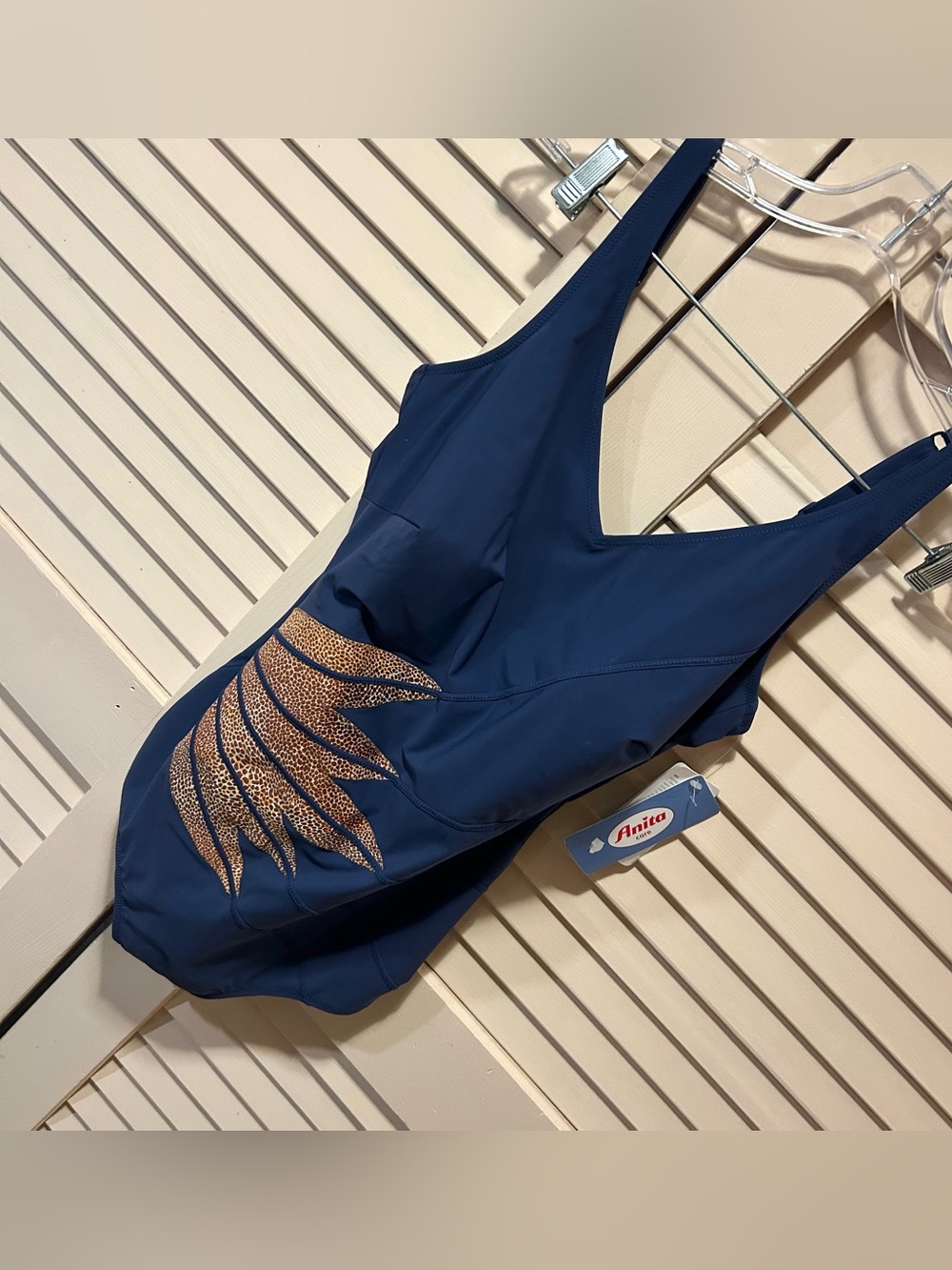 NWT Anita Care Mastectomy Swimsuit Size 16 (46C) Blue w/ Animal Print